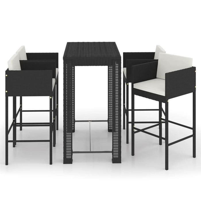 Set mobilier bar de grădină cu perne, 5 piese, negru, poliratan - WALTI WALTI