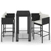 Set mobilier bar de grădină cu perne, 5 piese, negru, poliratan - WALTI WALTI