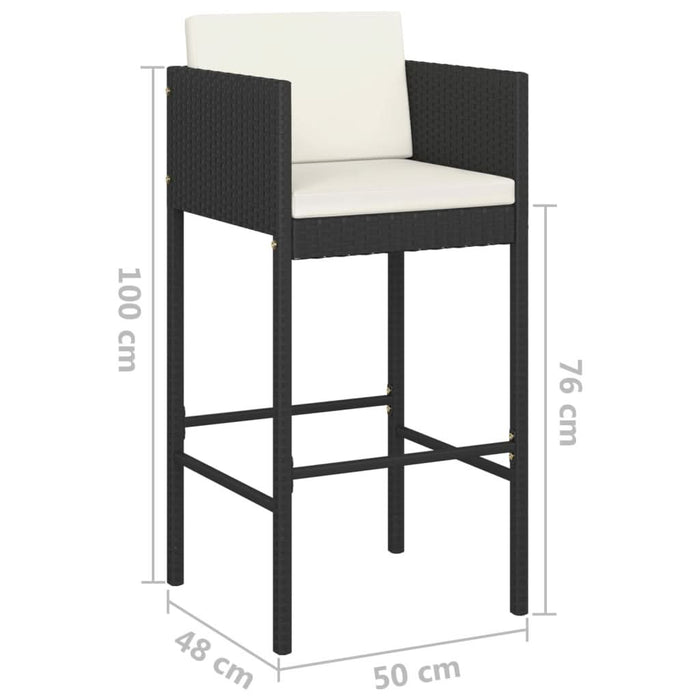 Set mobilier bar de grădină cu perne, 5 piese, negru, poliratan - WALTI WALTI