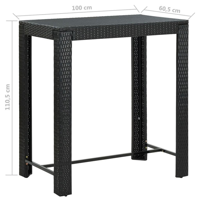 Set mobilier bar de grădină cu perne, 5 piese, negru, poliratan - WALTI WALTI