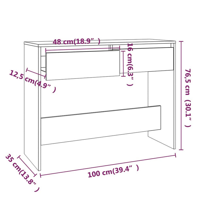 Masă consolă, alb, 100x35x76,5 cm, PAL - WALTI WALTI