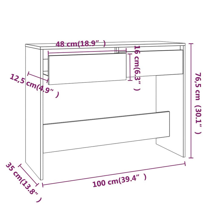 Masă consolă, gri beton, 100x35x76,5 cm, PAL - WALTI WALTI
