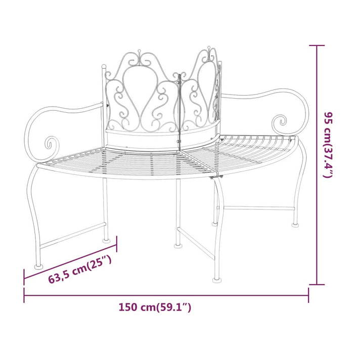 Bancă circulară de copac, negru, 150 cm, oțel - WALTI WALTI