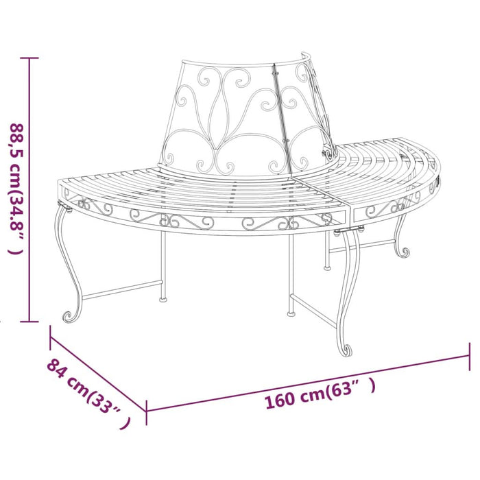 Bancă circulară de copac, negru, Ø160 cm, oțel - WALTI WALTI