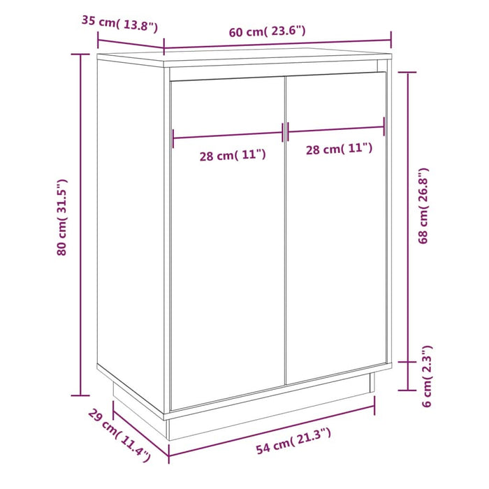 Pantofar, alb, 60x35x80 cm, lemn masiv de pin - WALTI WALTI