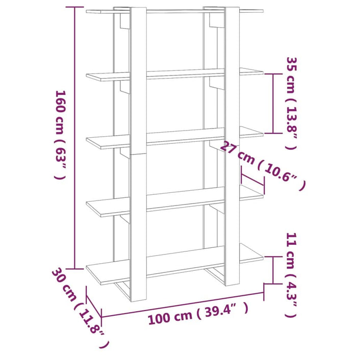 Bibliotecă/Separator cameră, gri beton, 100x30x160 cm - WALTI WALTI