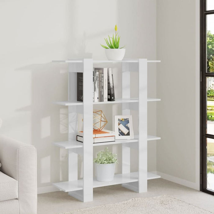Bibliotecă/Separator cameră, alb extralucios, 100x30x123,5 cm - WALTI WALTI
