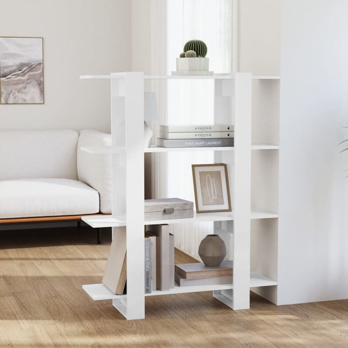 Bibliotecă/Separator cameră, alb extralucios, 100x30x123,5 cm - WALTI WALTI