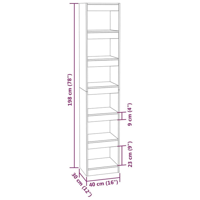 Bibliotecă/Separator cameră, gri beton, 40x30x198 cm - WALTI WALTI