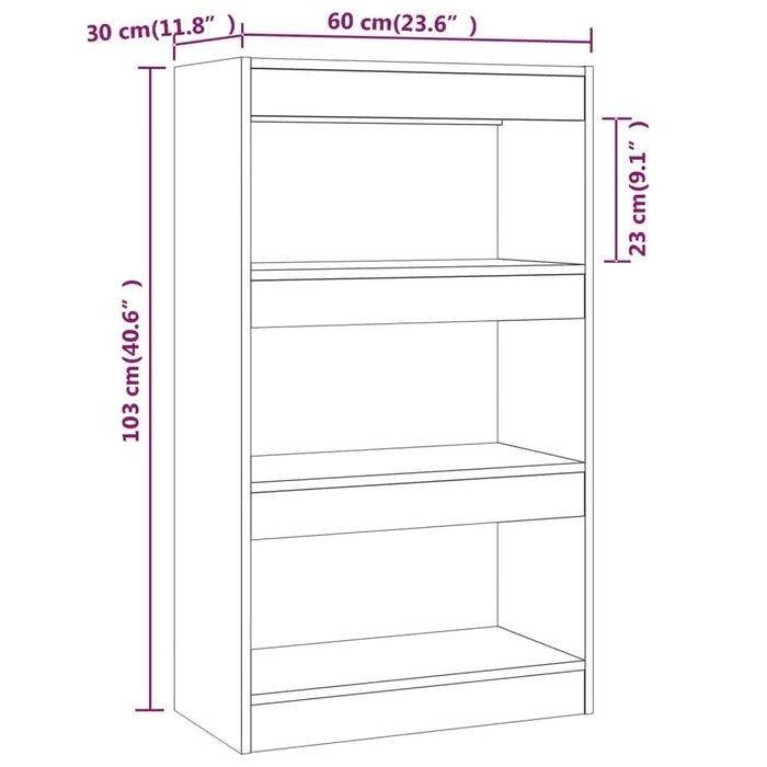 Bibliotecă/Separator cameră, gri beton, 60x30x103 cm, PAL - WALTI WALTI