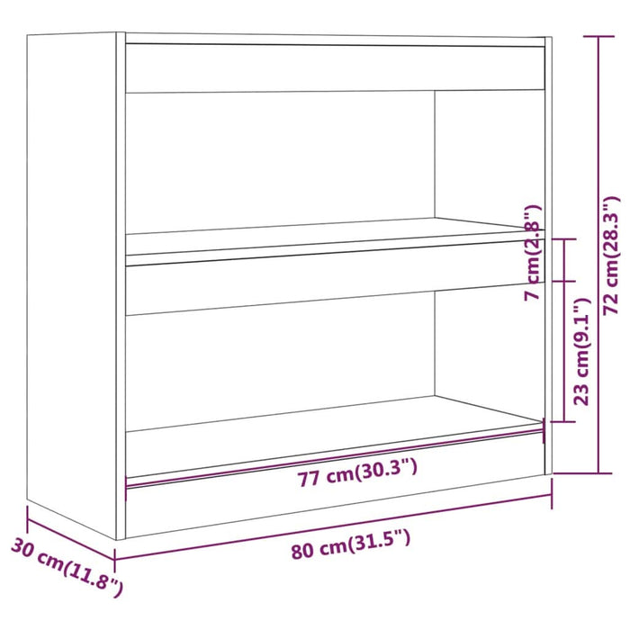 Bibliotecă/Separator cameră, stejar sonoma, 80x30x72 cm - WALTI WALTI