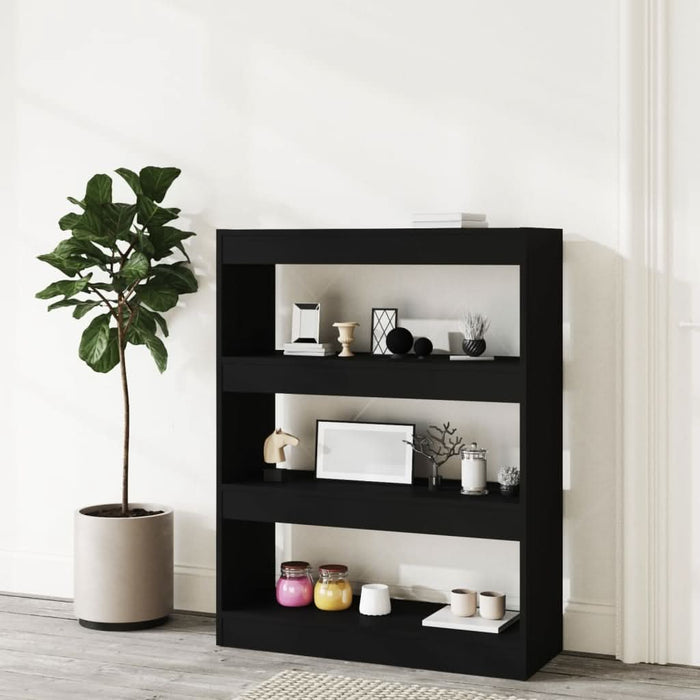 Bibliotecă/Separator cameră, negru, 80x30x103 cm, lemn compozit - WALTI WALTI