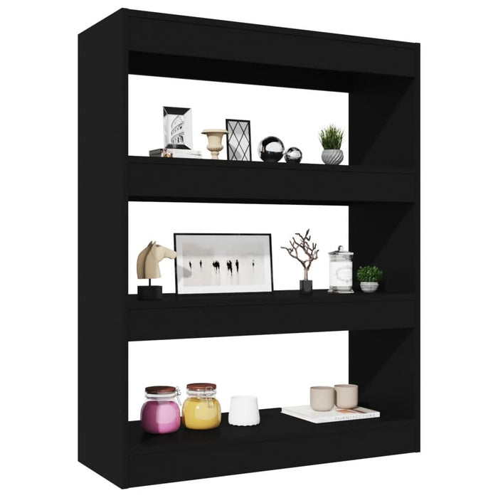 Bibliotecă/Separator cameră, negru, 80x30x103 cm, lemn compozit - WALTI WALTI