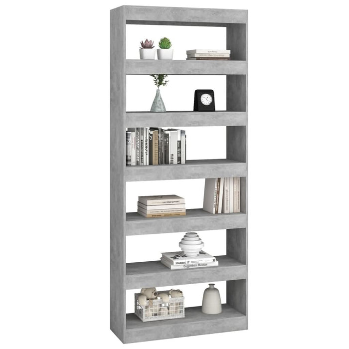 Bibliotecă/Separator cameră, gri beton, 80x30x198 cm, PAL - WALTI WALTI