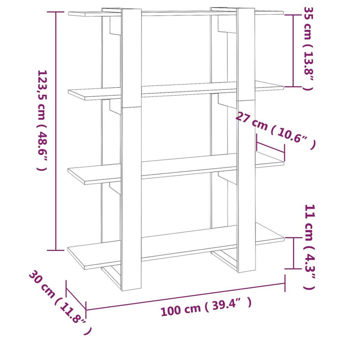 Bibliotecă/Separator cameră, stejar fumuriu, 100x30x123,5 cm - WALTI WALTI