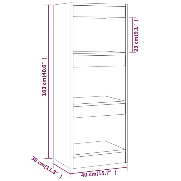 Bibliotecă/Separator cameră, gri sonoma, 40x30x103 cm, PAL - WALTI WALTI