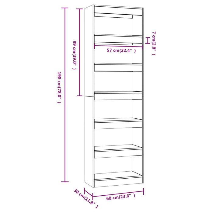 Bibliotecă/Separator cameră, gri sonoma, 60x30x198 cm - WALTI WALTI
