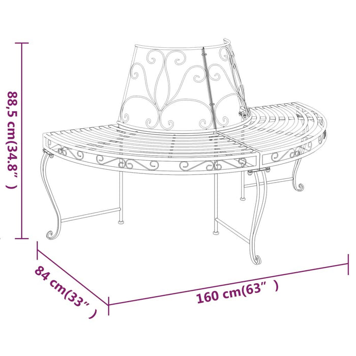 Bancă circulară de copac, 2 buc., negru, Ø160 cm, oțel - WALTI WALTI