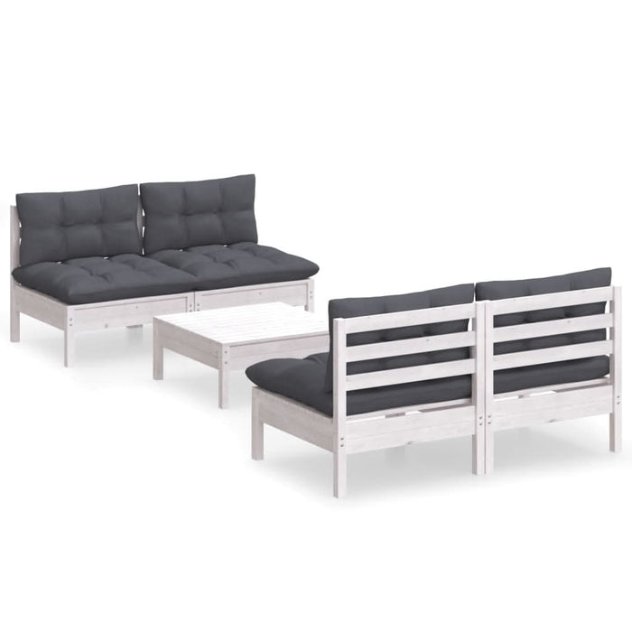Set mobilier grădină cu perne antracit, 5 piese, lemn de pin - WALTI WALTI