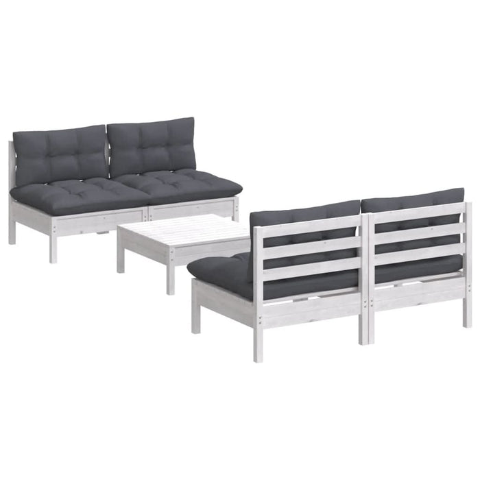 Set mobilier grădină cu perne antracit, 5 piese, lemn de pin - WALTI WALTI