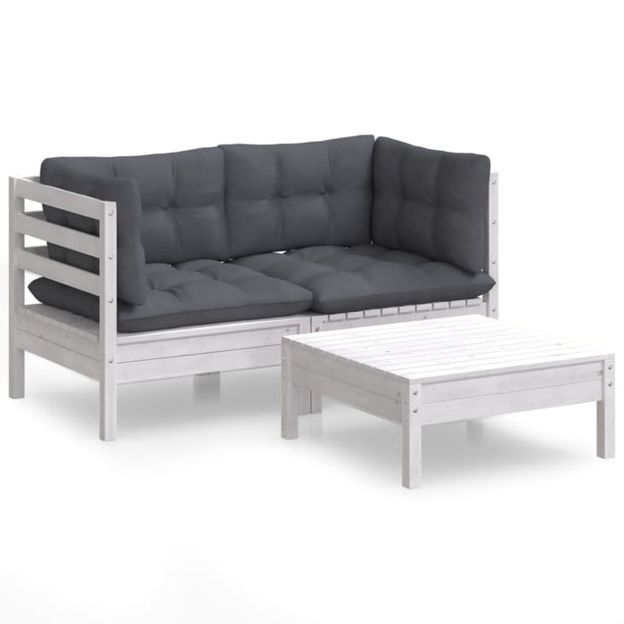 Set mobilier grădină cu perne, antracit, 3 piese, lemn de pin - WALTI WALTI