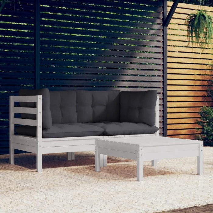 Set mobilier grădină cu perne, antracit, 3 piese, lemn de pin - WALTI WALTI