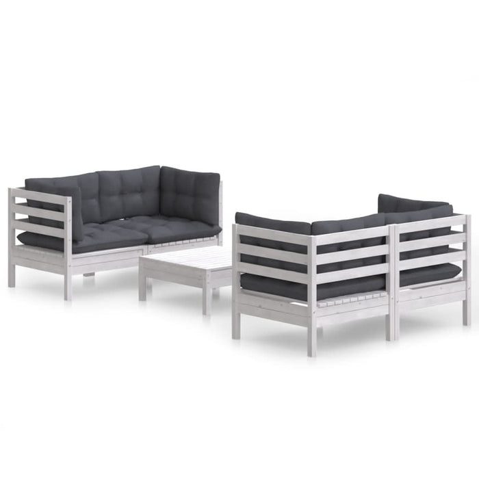 Set mobilier grădină cu perne antracit, 5 piese, lemn de pin - WALTI WALTI