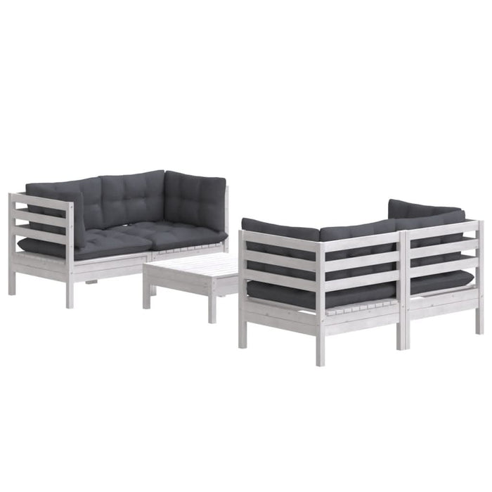Set mobilier grădină cu perne antracit, 5 piese, lemn de pin - WALTI WALTI