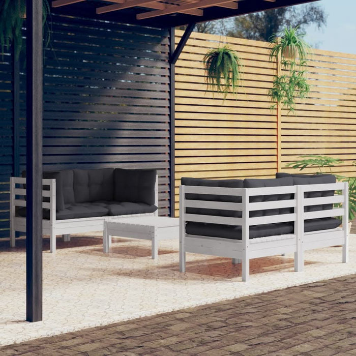 Set mobilier grădină cu perne antracit, 5 piese, lemn de pin - WALTI WALTI