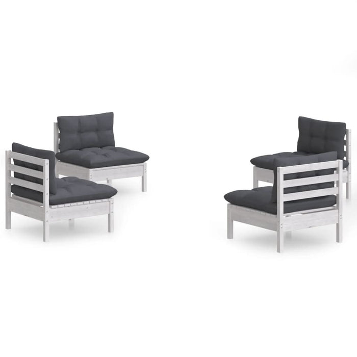 Set mobilier grădină cu perne antracit, 4 piese, lemn de pin - WALTI WALTI