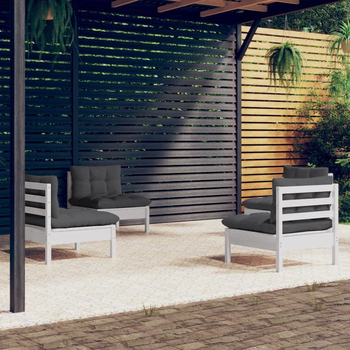 Set mobilier grădină cu perne antracit, 4 piese, lemn de pin - WALTI WALTI