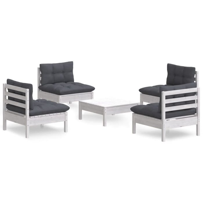 Set mobilier grădină cu perne antracit, 5 piese, lemn de pin - WALTI WALTI