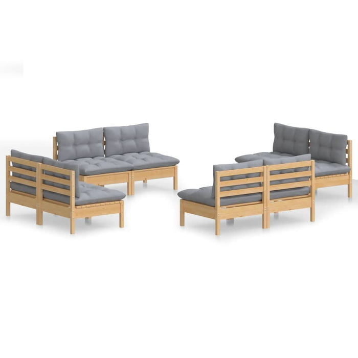 Set mobilier de grădină cu perne, 8 piese, gri, lemn de pin - WALTI WALTI