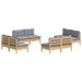 Set mobilier de grădină cu perne, 8 piese, gri, lemn de pin - WALTI WALTI