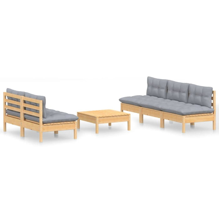 Set mobilier grădină cu perne gri, 6 piese, lemn de pin - WALTI WALTI