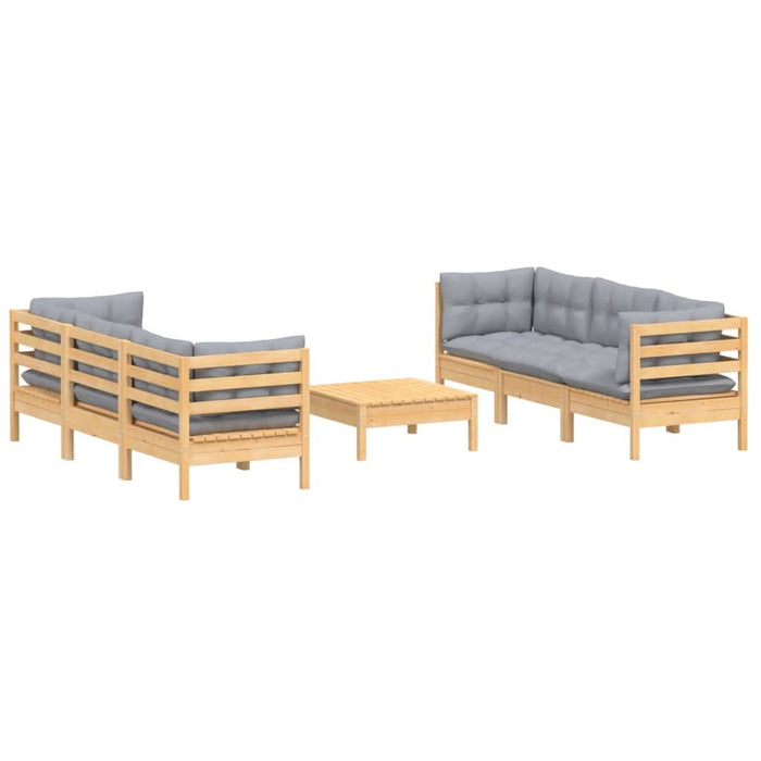 Set mobilier grădină cu perne gri, 7 piese, lemn masiv de pin - WALTI WALTI