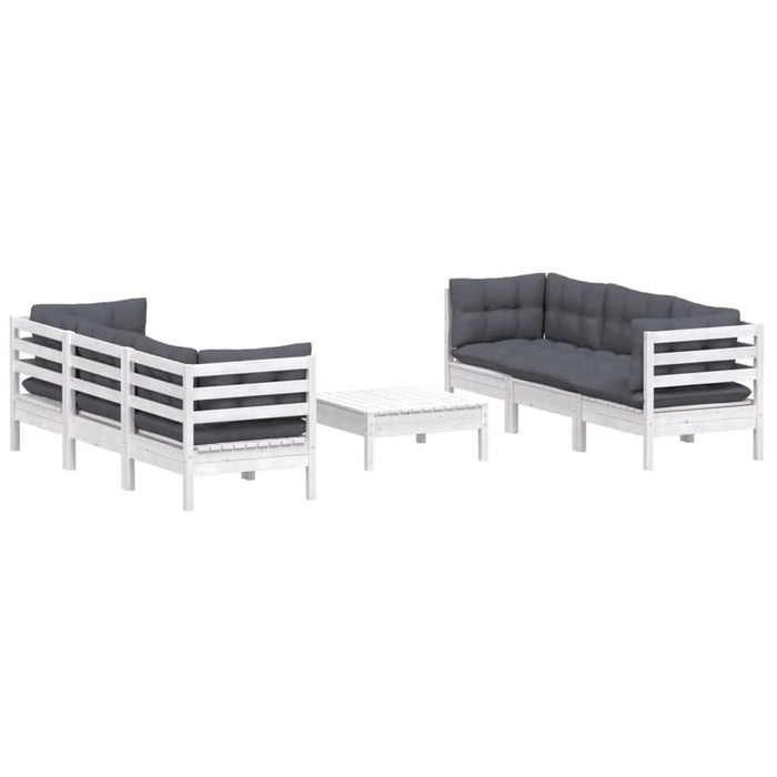 Set mobilier grădină cu perne antracit, 7 piese, lemn masiv pin - WALTI WALTI