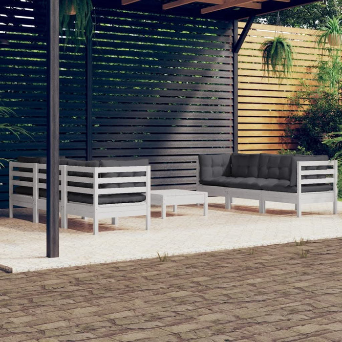 Set mobilier grădină cu perne antracit, 7 piese, lemn masiv pin - WALTI WALTI