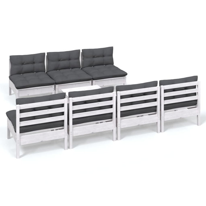 Set mobilier de grădină cu perne antracit, 8 piese, lemn de pin - WALTI WALTI