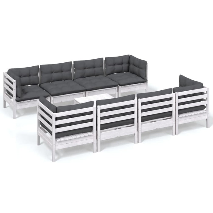 Set mobilier de grădină cu perne, 9 piese, lemn masiv de pin - WALTI WALTI
