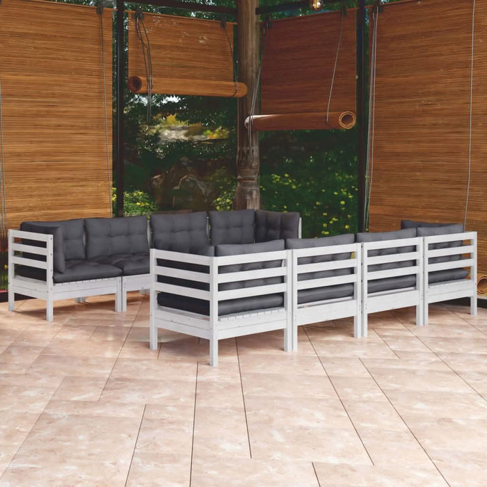 Set mobilier de grădină cu perne, 9 piese, lemn masiv de pin - WALTI WALTI