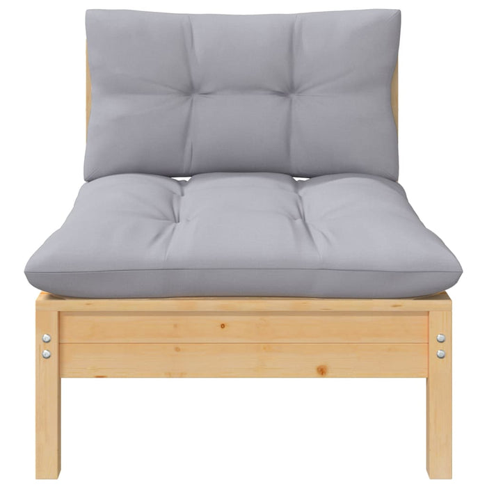 Set mobilier de grădină cu perne gri, 5 piese, lemn masiv pin - WALTI WALTI