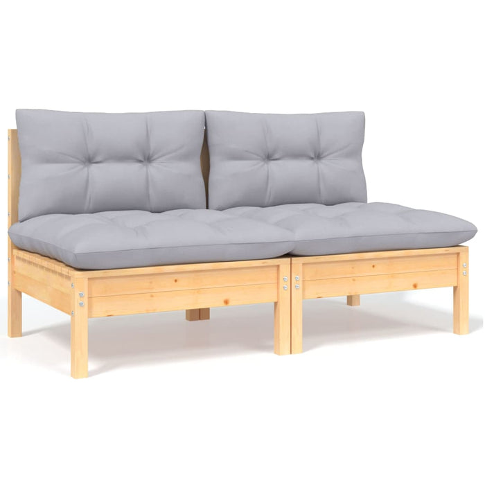 Set mobilier de grădină cu perne gri, 5 piese, lemn masiv pin - WALTI WALTI