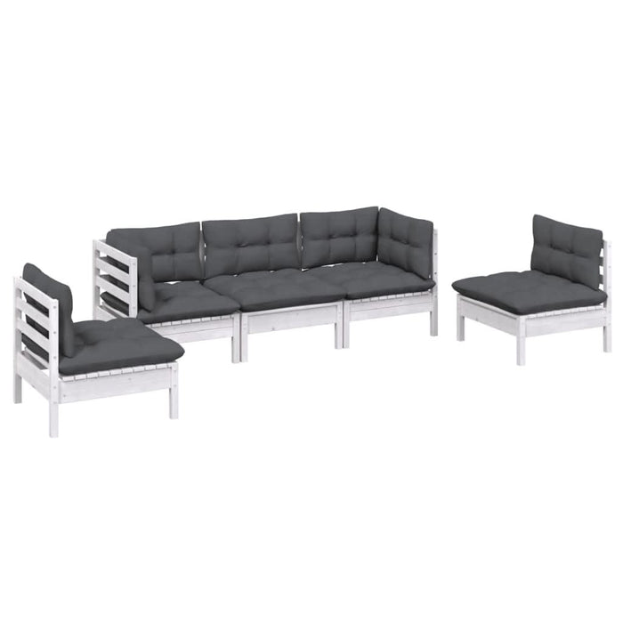 Set mobilier grădină cu perne, 5 piese, lemn masiv de pin - WALTI WALTI