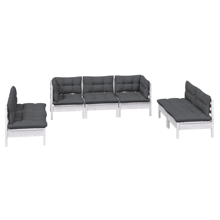 Set mobilier grădină cu perne, 7 piese, lemn masiv de pin - WALTI WALTI