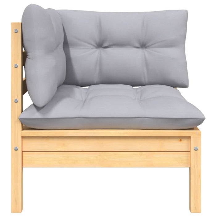 Set mobilier de grădină cu perne gri, 8 piese, lemn masiv pin - WALTI WALTI
