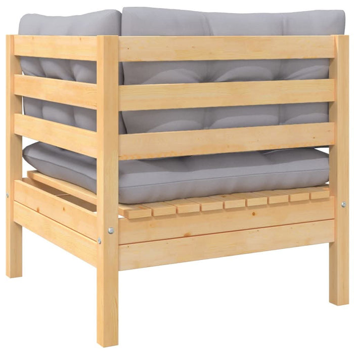 Set mobilier de grădină cu perne gri, 8 piese, lemn masiv pin - WALTI WALTI