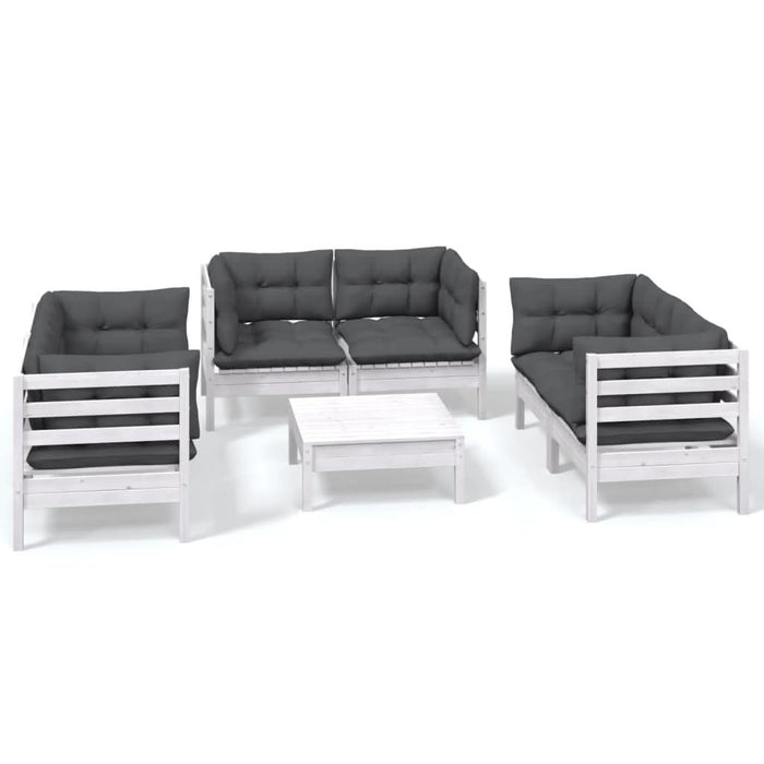 Set mobilier grădină cu perne, 7 piese, lemn masiv de pin - WALTI WALTI