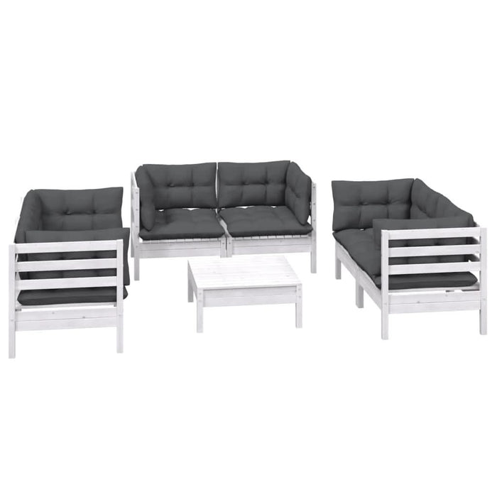 Set mobilier grădină cu perne, 7 piese, lemn masiv de pin - WALTI WALTI