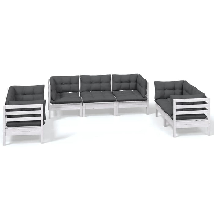 Set mobilier grădină cu perne, 7 piese, lemn masiv de pin - WALTI WALTI